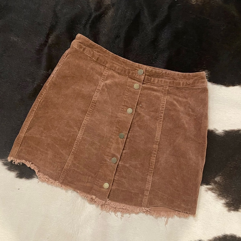 🔮SOLD🔮Brown Corduroy Button Up Mini Skirt